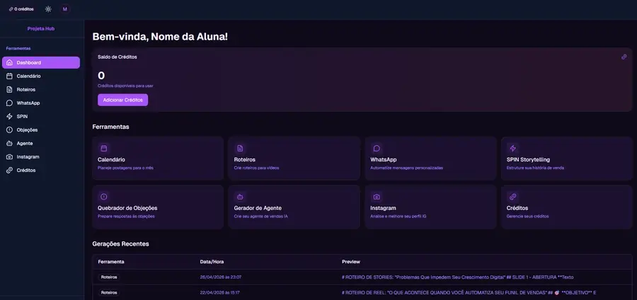 Projeta Hub, plataforma web com ferramentas de IA